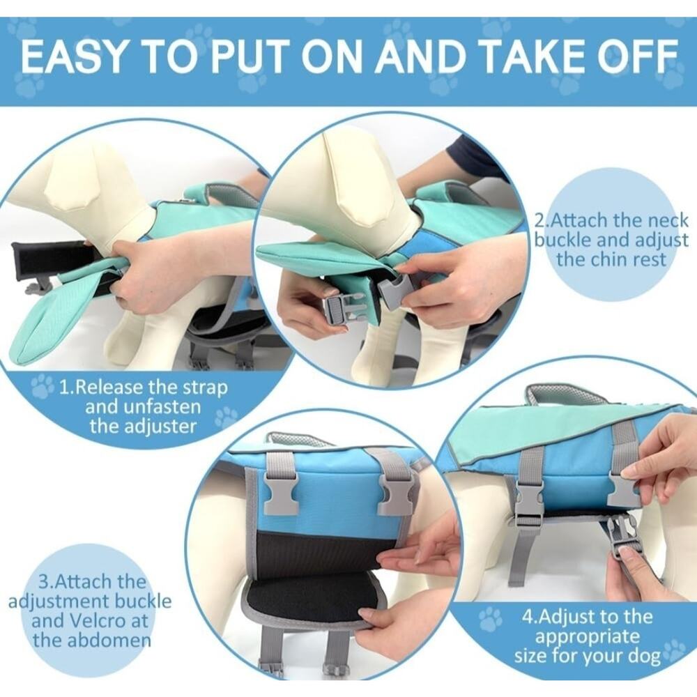 Dog Life Jacket with Removable Front Float & Handle, Adjustable Vest, Yellow, XL - Picture 4 of 6